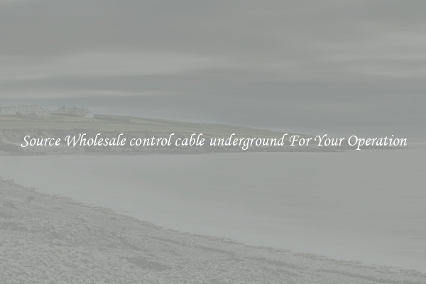 Source Wholesale control cable underground For Your Operation