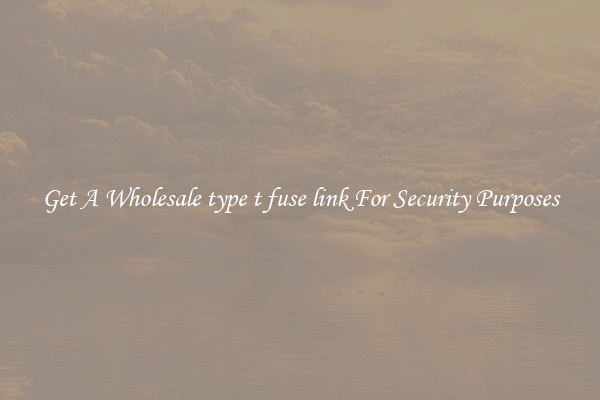 Get A Wholesale type t fuse link For Security Purposes