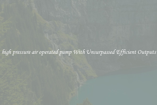 high pressure air operated pump With Unsurpassed Efficient Outputs