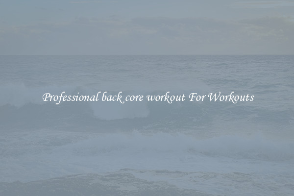 Professional back core workout For Workouts